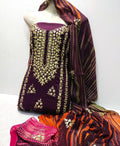 3pc Lawn Gotta Work Jall  Dress (Tie & Dye Dupatta) Purple