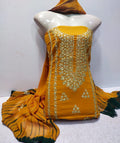 3pc Lawn Gotta Work Jall  Dress (Tie & Dye Dupatta) Yellow