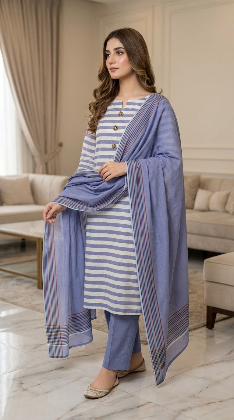 3pc Lawn Acrylic Summer Dress