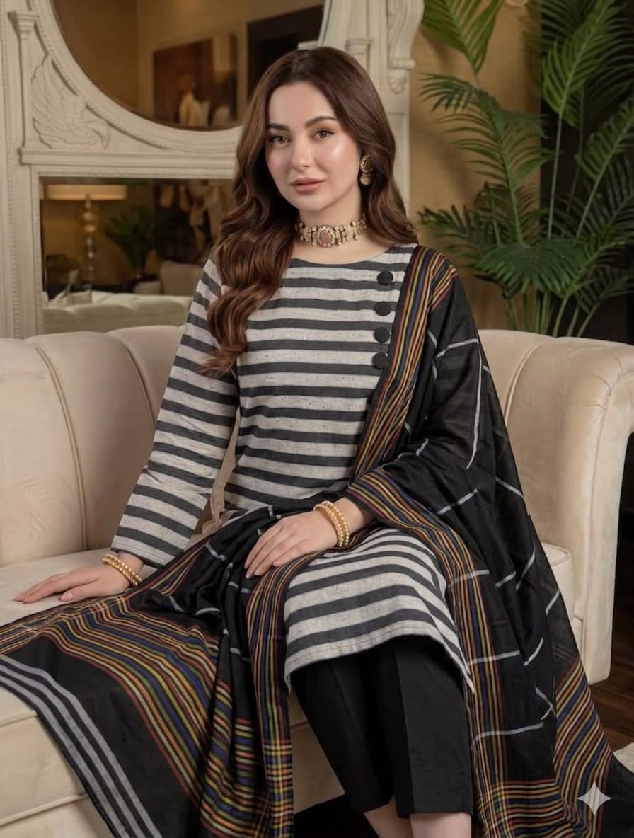 3pc Lawn Summer Dress (Lining Border Shawl)