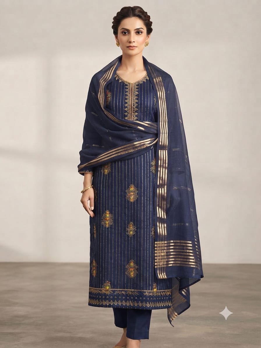 3pc Lawn Sequence Embroided Dress