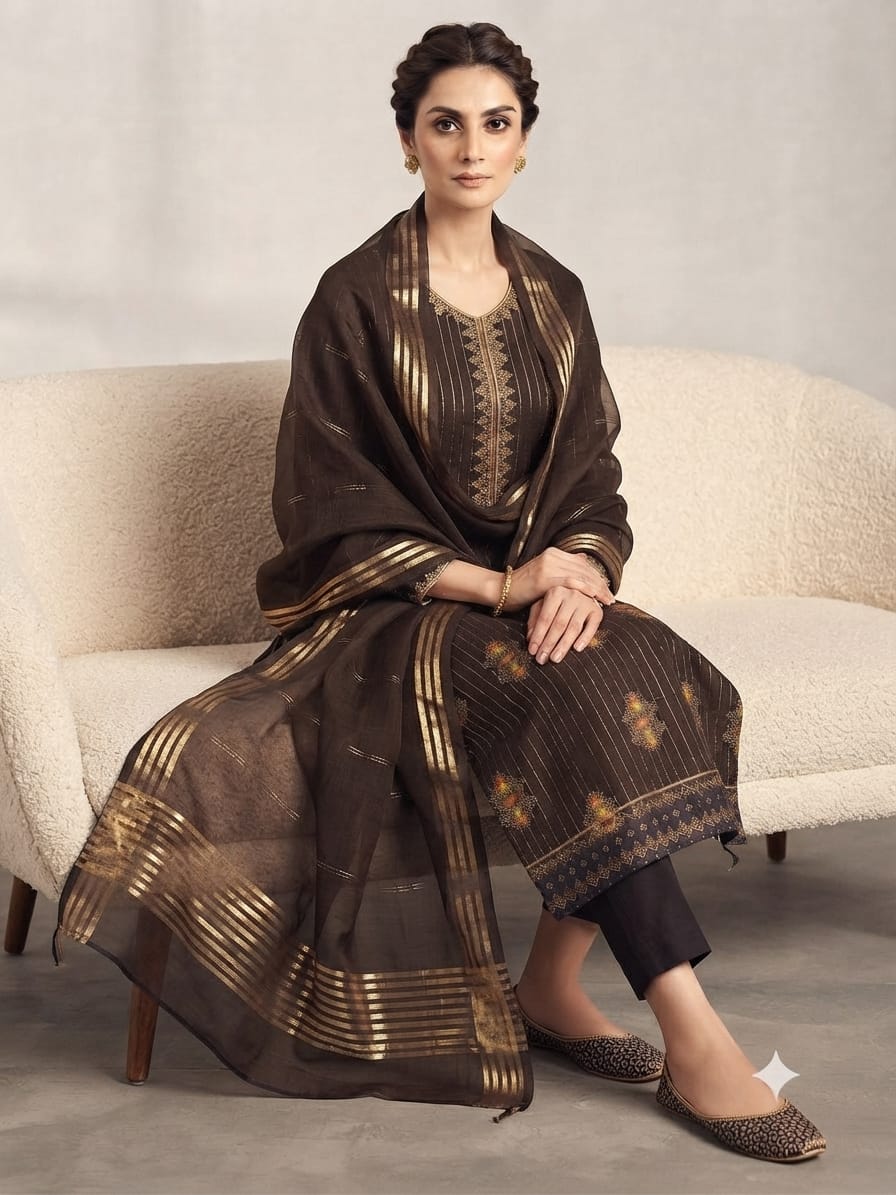 3pc Lawn Sequence Embroided Dress