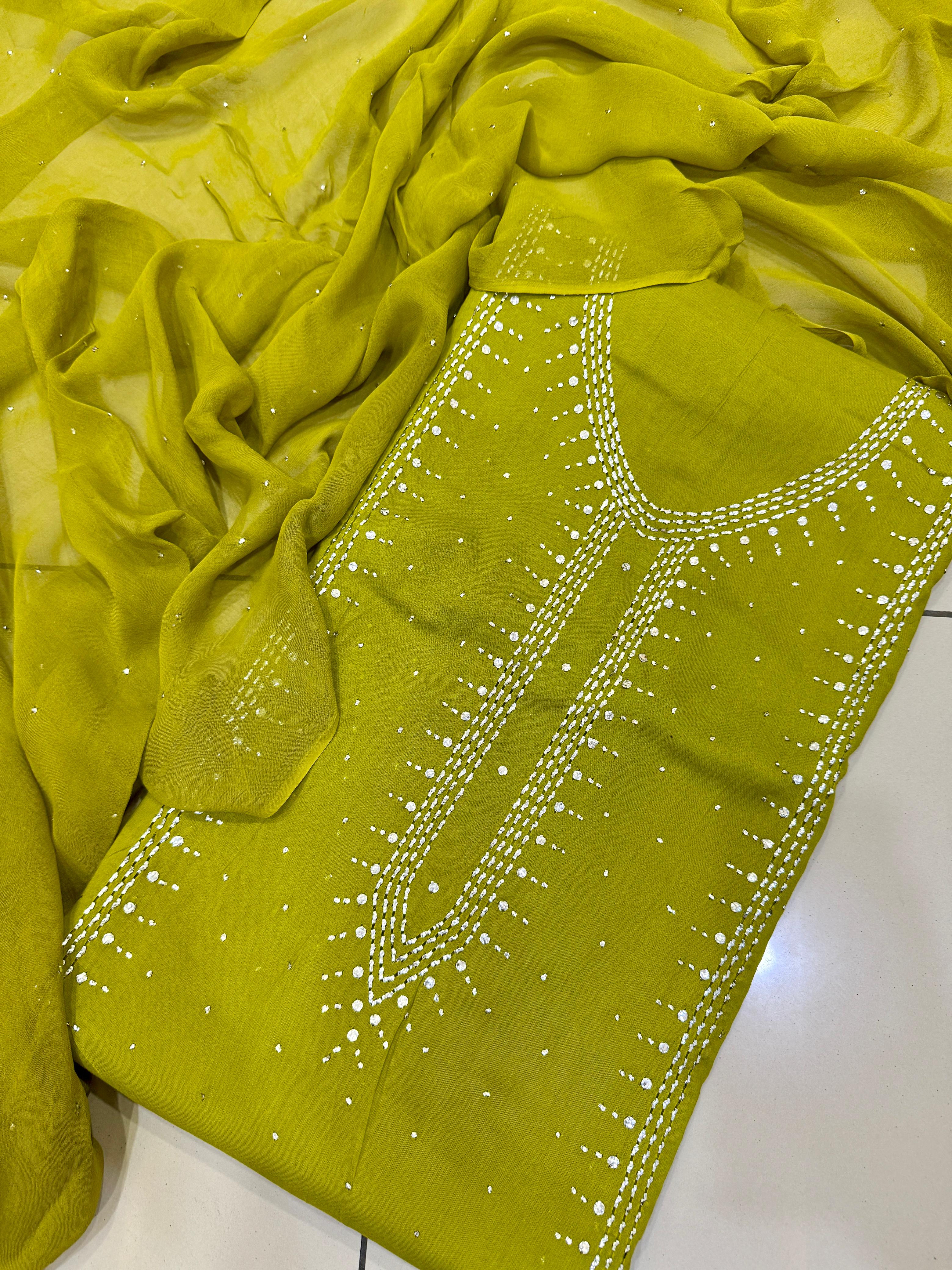 3pc Lawn Mukesh Work
