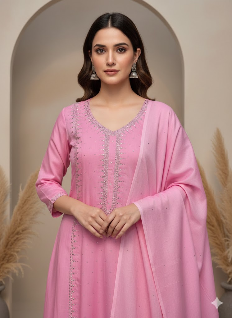 3pc Lawn Mukesh Work