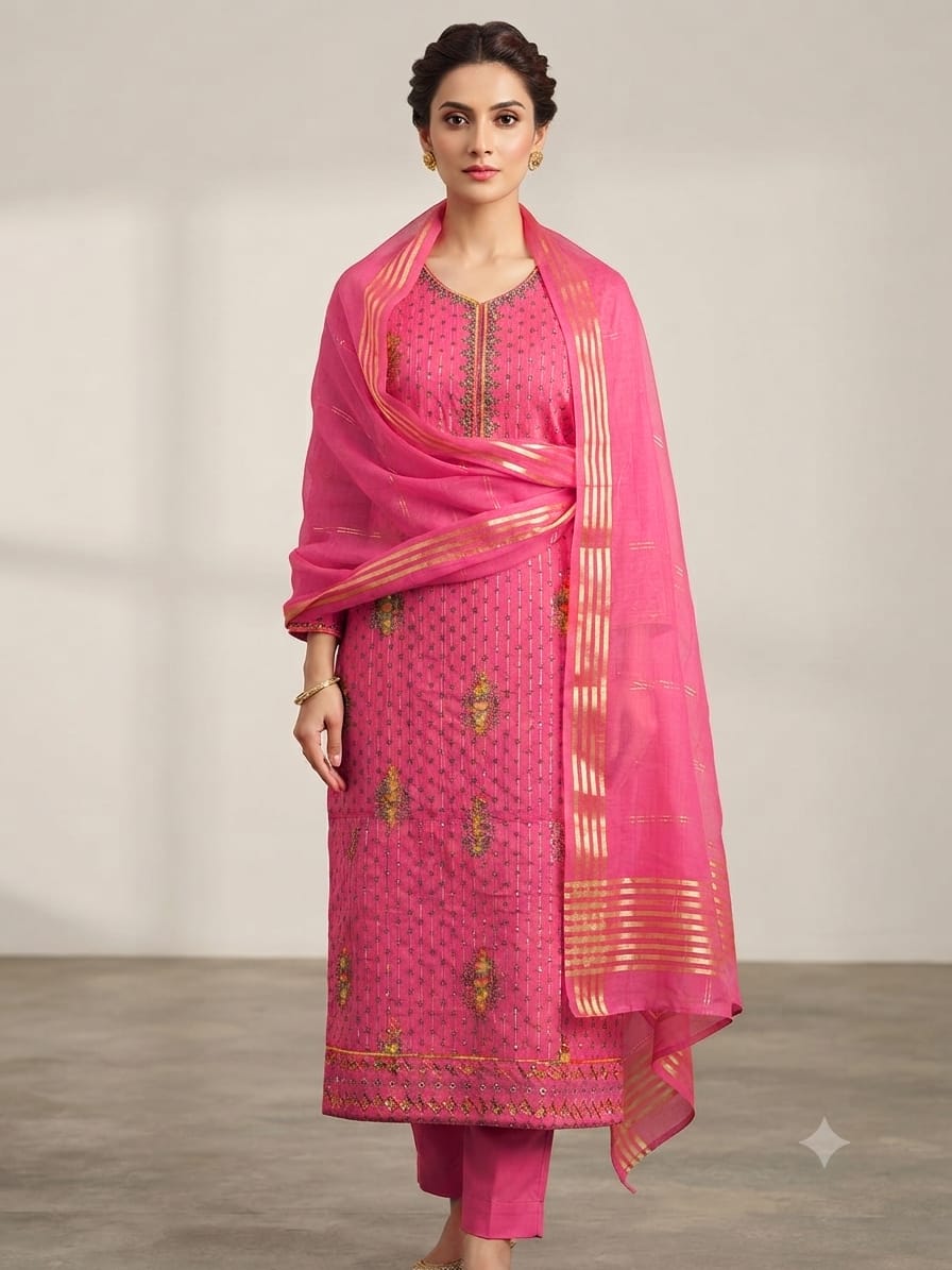 3pc Lawn Sequence Embroided Dress